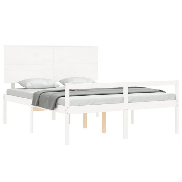 vidaXL Lit pour personne âgée sans matelas blanc bois massif