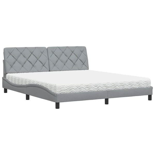 vidaXL Lit avec matelas gris clair 180x200 cm tissu