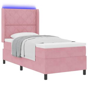 vidaXL Lit &agrave; ressorts avec matelas avec LED Rose 90 x 190 cm Velours