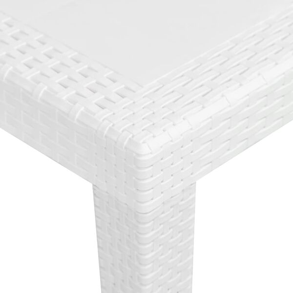 vidaXL Table de jardin Blanc 79x79x72 cm Plastique Aspect de rotin