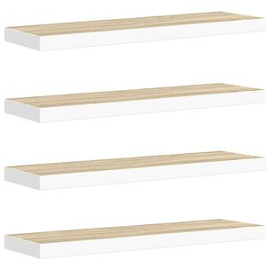 vidaXL &Eacute;tag&egrave;res flottantes 4 pcs Ch&ecirc;ne et blanc 90x23,5x3,8 cm MDF