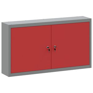 vidaXL Armoire &agrave; outils avec &eacute;tag&egrave;re Rouge et Gris 100 x 20 x 55 cm