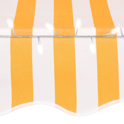 vidaXL Auvent manuel rétractable avec LED 350 cm Blanc et orange