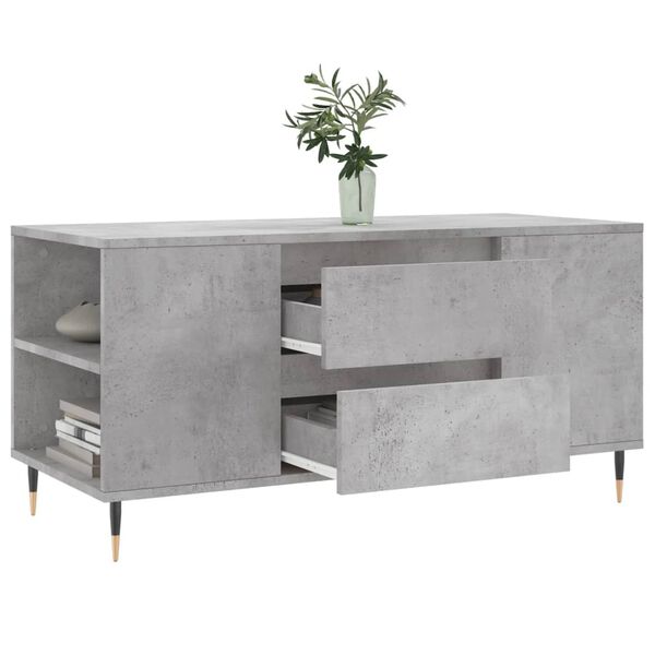 vidaXL Table basse gris b&eacute;ton 102x44,5x50 cm bois d'ing&eacute;nierie