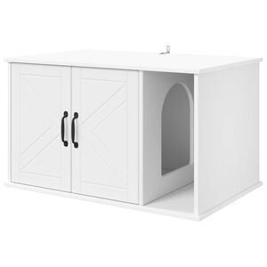 vidaXL Maison pour chat Blanc 85 x 55 x 50,5 cm Bois d'ing&eacute;nierie
