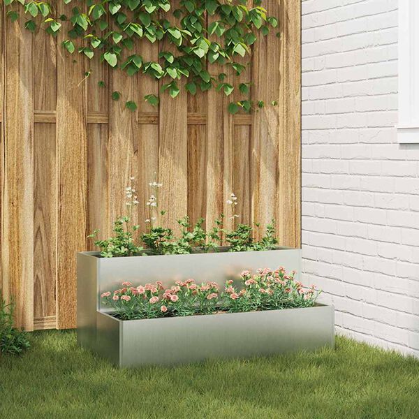 vidaXL Cache-pot de jardin Argent 100 x 60 x 45 cm Acier galvanisé
