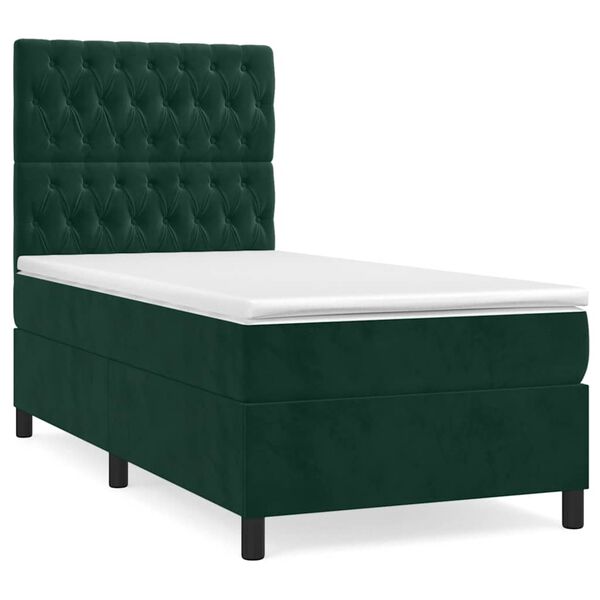 vidaXL Sommier &agrave; lattes de lit et matelas Vert fonc&eacute; 80x200 cm Velours