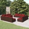 vidaXL Salon de jardin 12 pcs avec coussins R&eacute;sine tress&eacute;e Marron