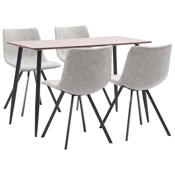 vidaXL Ensemble de salle &agrave; manger 5 pcs Gris clair Similicuir