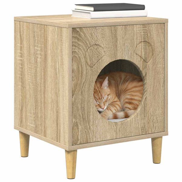 vidaXL Maison pour chat Sonoma 42,5 x 40 x 53 cm Bois d'ing&eacute;nierie