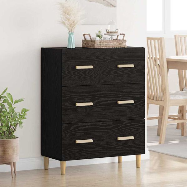 vidaXL Buffet Ch&ecirc;ne noir 69,5 x 34 x 90 cm Bois d'ing&eacute;nierie