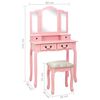 vidaXL Ensemble de coiffeuse avec tabouret Rose 80x69x141 cm Paulownia
