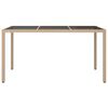 vidaXL Table de jardin 150x90x75 cm Verre trempé/résine tressée Beige