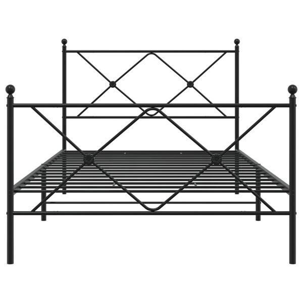 vidaXL Cadre de lit m&eacute;tal sans matelas avec pied de lit noir 107x203cm