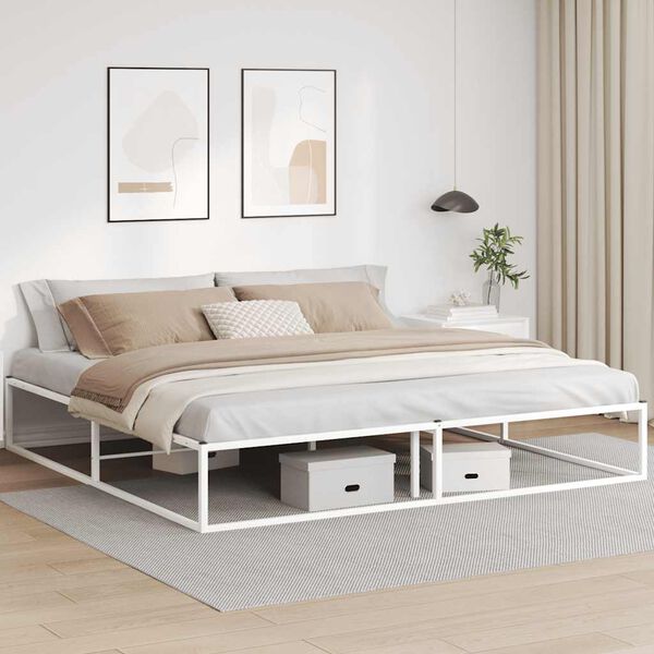 vidaXL Cadre de lit sans matelas blanc 200x200 cm m&eacute;tal