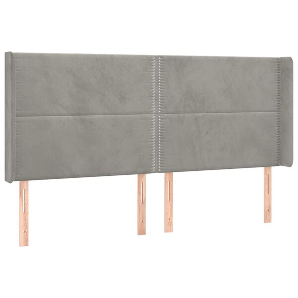 vidaXL T&ecirc;te de lit avec oreilles Gris clair 203x16x118/128 cm Velours