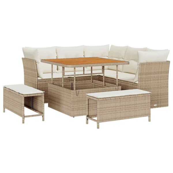 vidaXL Ensemble de canap&eacute; de jardin avec coussin 8 pcs beige et cr&egrave;me