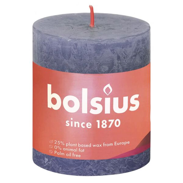Bolsius Bougies pilier rustiques Shine 4 pcs 80x68 mm Bleu crépuscule