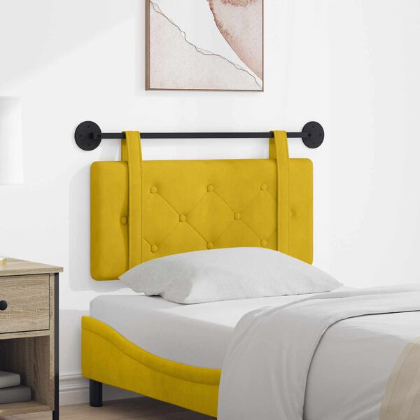 vidaXL T&ecirc;te de lit suspendue Jaune 100 x 55 x 5 cm Velours