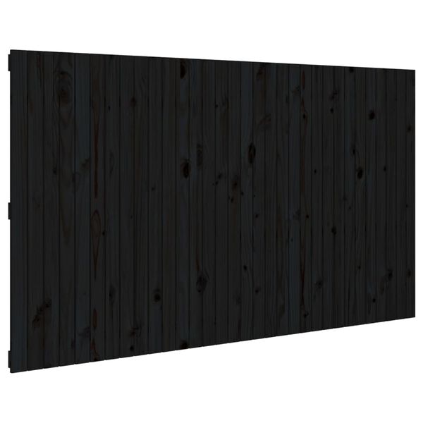 vidaXL T&ecirc;te de lit murale Noir 204x3x110 cm Bois massif de pin