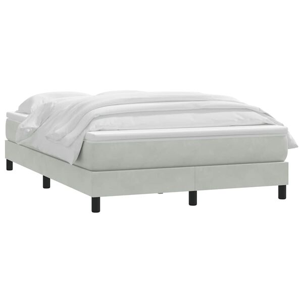 vidaXL Sommier &agrave; lattes de lit et matelas gris clair 140x210cm velours