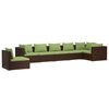 vidaXL Salon de jardin 7 pcs avec coussins R&eacute;sine tress&eacute;e Marron