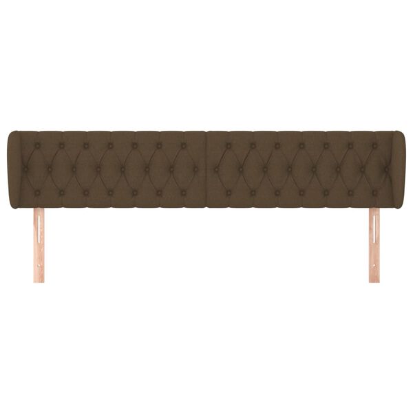 vidaXL T&ecirc;te de lit avec oreilles Marron fonc&eacute; 203x23x78/88 cm Tissu