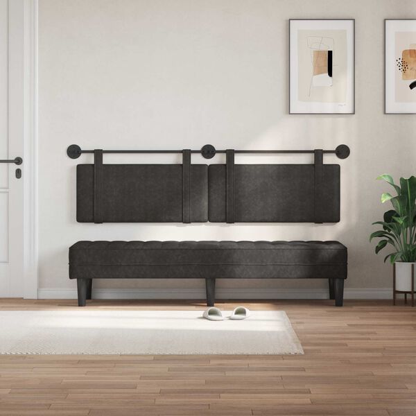 vidaXL T&ecirc;te de lit suspendue Uni Noir 190 x 55 x 5 cm PU antique