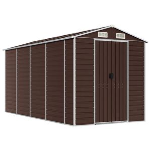 vidaXL Abri de jardin marron 191 x 385 x 198 cm en acier galvanis&eacute;