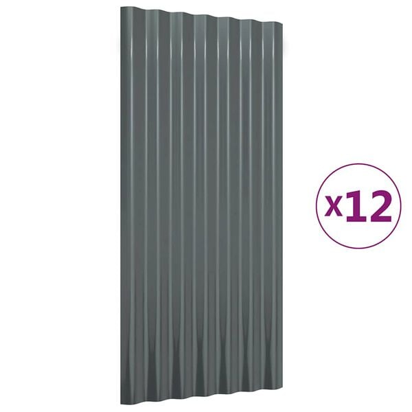 vidaXL Panneaux de toit 12 pcs Acier galvanisé Anthracite 80x36 cm