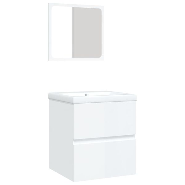 vidaXL Armoire lavabo de salle de bain bassin et miroir Blanc brillant