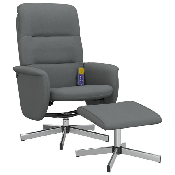 vidaXL Fauteuil de massage inclinable et repose-pieds gris fonc&eacute; tissu