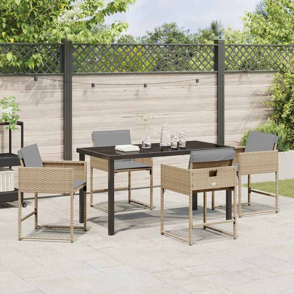 vidaXL Ensemble de salle &agrave; manger pour jardin 5 pcs Beige polyrotin