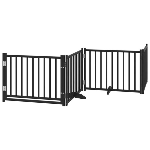 vidaXL Barri&egrave;re pour chien porte pliable 10panneaux noir bois peuplier