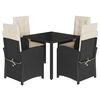 vidaXL Ensemble &agrave; manger de jardin coussins 5pcs Noir R&eacute;sine tress&eacute;e