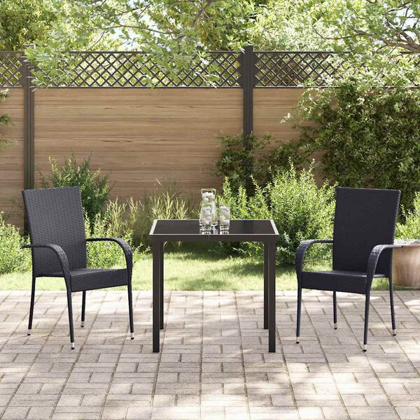 vidaXL Ensemble de salle &agrave; manger pour jardin 3 pcs Noir