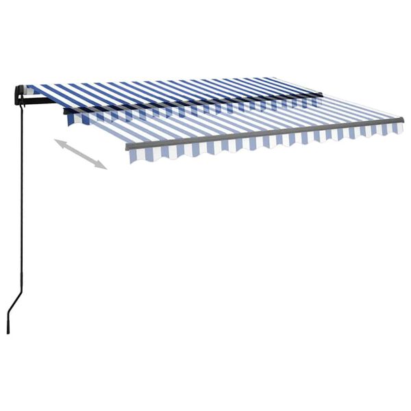 vidaXL Auvent manuel r&eacute;tractable avec LED 3,5x2,5 m Bleu et blanc