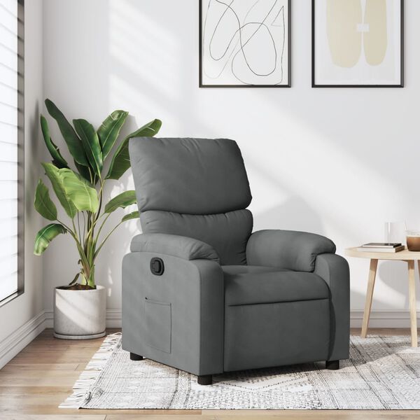 vidaXL Fauteuil inclinable en tissu gris fonc&eacute;