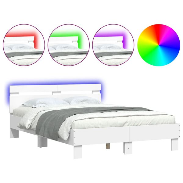 vidaXL Cadre de lit avec LED sans matelas blanc 120x200 cm