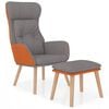 vidaXL Chaise de relaxation repose-pied Gris clair Similicuir et tissu