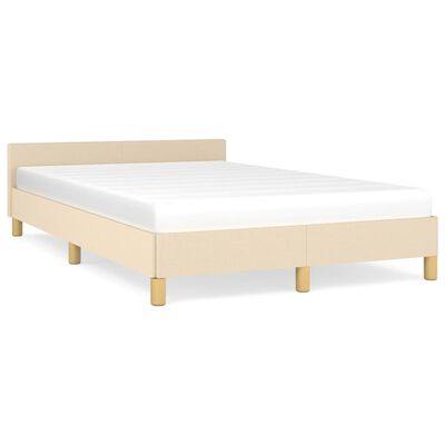 vidaXL Cadre de lit avec tête de lit crème 120x190 cm tissu