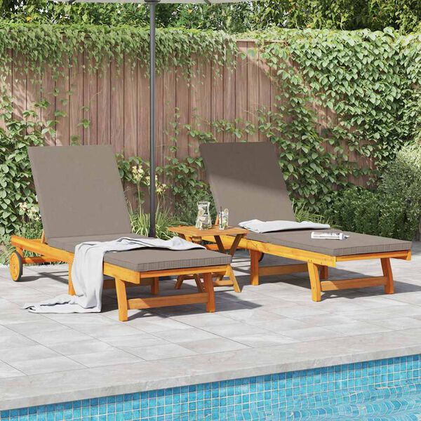 vidaXL Transat 2-personne 3 pcs Marron Bois d'Acacia Massif