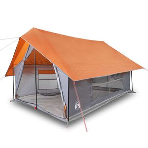 vidaXL Tente de camping 5 personnes gris et orange imperm&eacute;able