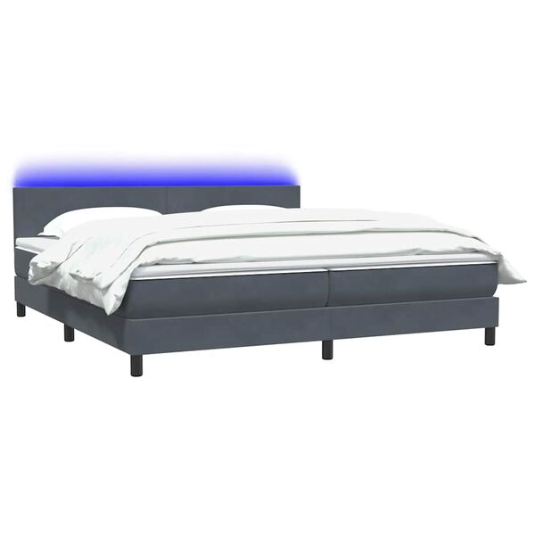 vidaXL Sommier &agrave; lattes de lit et matelas et LED gris fonc&eacute; 180x220cm velours