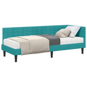 vidaXL Cadre de lit d'angle avec matelas 2 pc Turquoise Velours