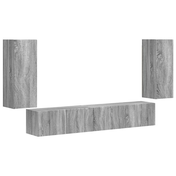 vidaXL Ensemble meuble TV 4 pcs Gris Sonoma Bois d'ing&eacute;nierie
