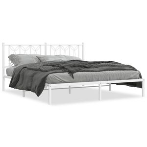 vidaXL Cadre de lit m&eacute;tal sans matelas et t&ecirc;te de lit blanc 180x200 cm