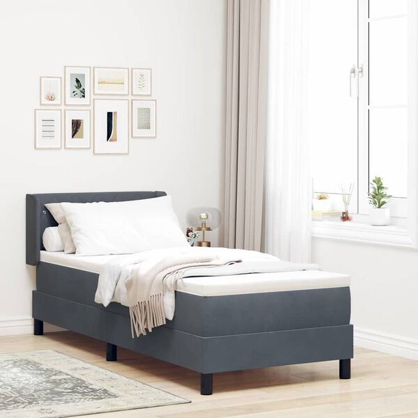 vidaXL Lit &agrave; ressorts avec matelas Gris fonc&eacute; 200 x 80 cm Velours