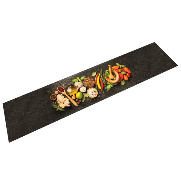 vidaXL Tapis de cuisine lavable impression d'&eacute;pices 60x300 cm velours