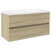 vidaXL Ensemble de meubles de bain 2pcs c&eacute;ramique et bois d'ing&eacute;nierie